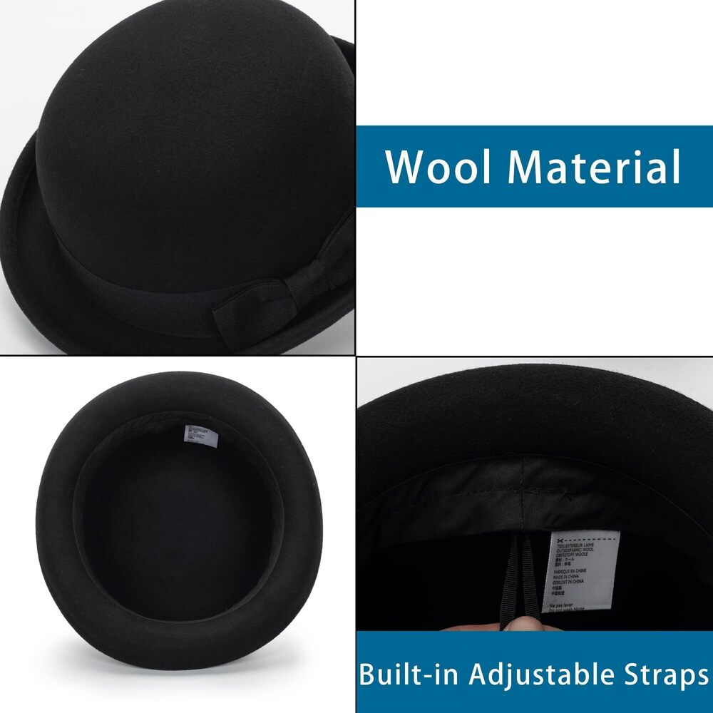3923 Bowler Derby Hat - Short Rolled Brim Fedora … - image 3